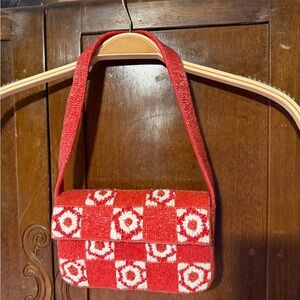 Red and White Patterned Women's Bag